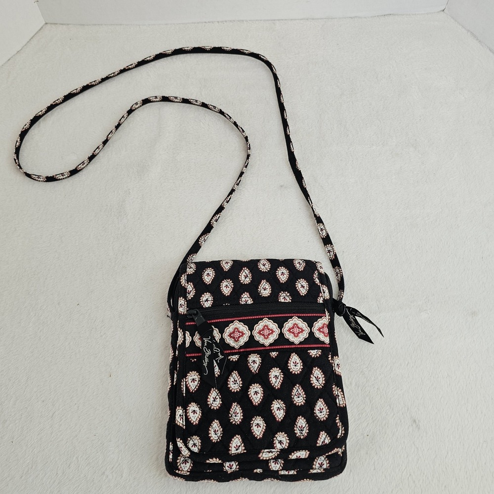 Vera Bradley Small Black,White And Red Crossbody Hipster Bag Pirouette Pattern
